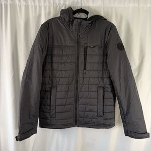 Gerry Puff Jacket Men's Medium Black Full Zip Pockets Polyester Hooded